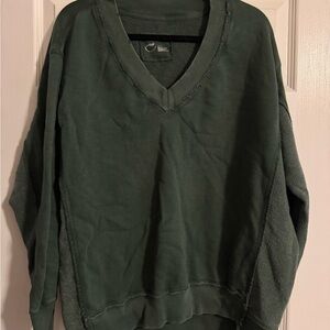 Aerie Women's Deep Green V-Neck Sweatshirt